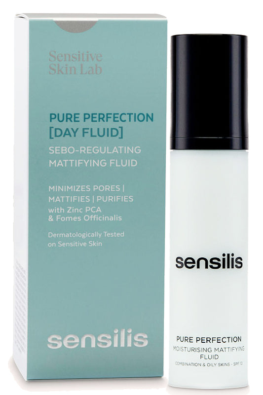 Sensilis Pure Perfection Day Fluid للتحكم في الإفرازات الدهنية والترطيب 50 مل مع الزنك لوشن للبشرة المختلطة إلى الدهنية
