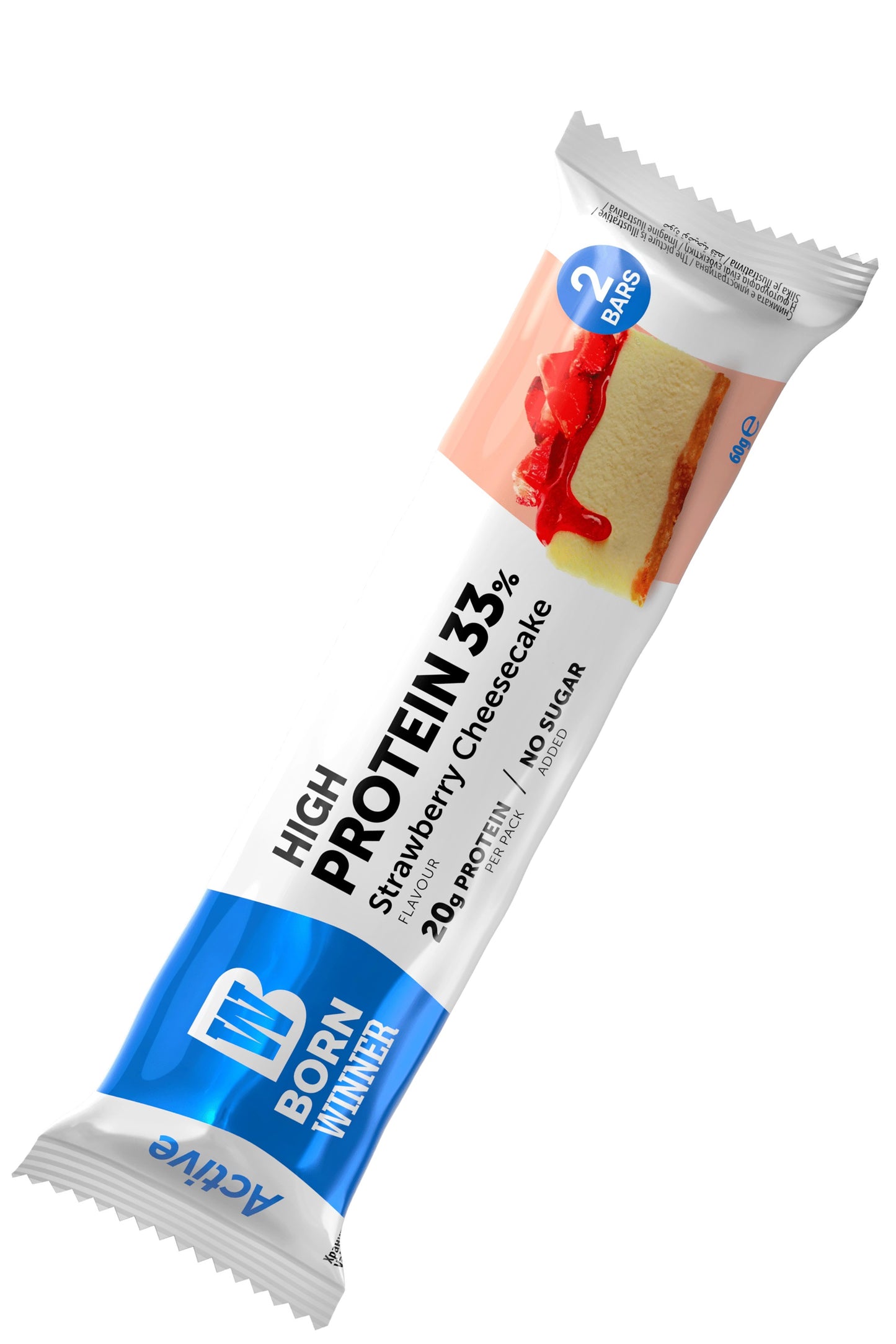 Born Winner Active Protein Bar Strawberry Cheesecake - Guilt-free 60g Snack With Low Sugar & Energy Boost