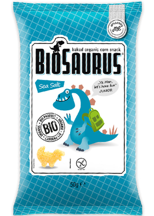 Mclloyd's Biosaurus Organic Corn Snack With Sea Salt 50g - Gluten-free, Rich In Minerals And Vitamins