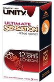 واقيات ذكرية محببة ومنقطة للمتعة القصوى من Unity Ultimate Sensation - لتعزيز العلاقة الحميمة والمتعة - 12 قطعة من المطاط الطبيعي (اللاتكس)