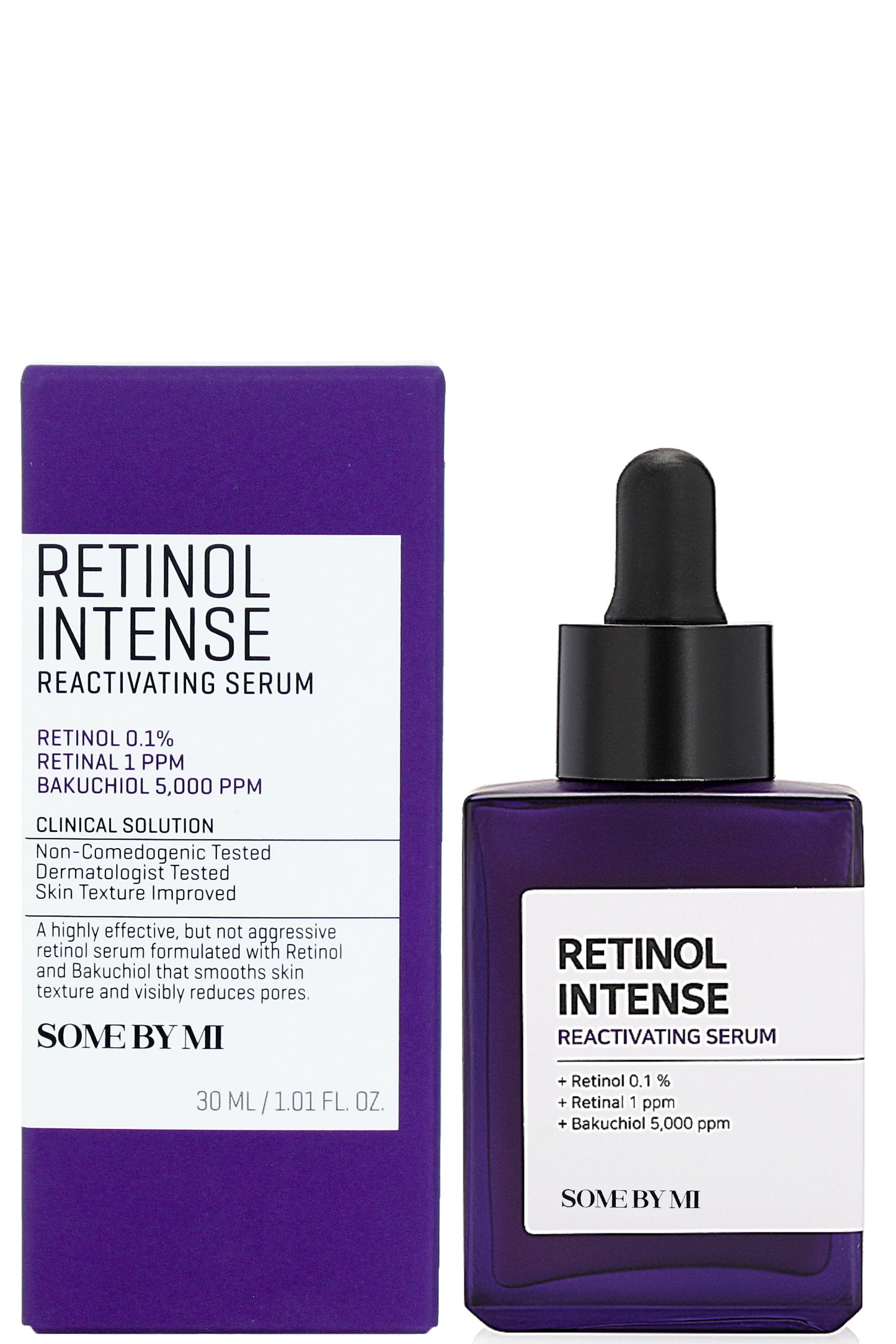 Somebymi Retinol Intense Reactivating Serum Anti-aging Hydration With Retinol, Bakuchiol, Elastic-liposome Technology 30ml