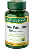 Nature's Bounty Saw Palmetto 450mg لدعم وظائف البروستاتا 100 كبسولة