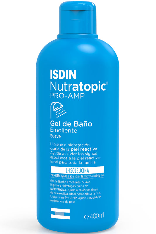 جل استحمام Isdin Nutratopic Pro-amp لتنظيف لطيف ومريح للبشرة الأتوبية مع الرامنوسوفت 400 مل