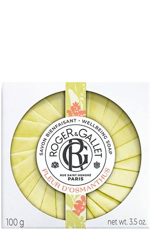 صابون Roger & Gallet Fleur D'osmanthus المعطر، لوح ترطيب فاخر بالزيوت العطرية ونفحات الحمضيات 100 جم
