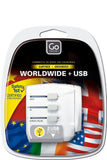 محول Go Travel العالمي + منفذي USB مزدوجين للشحن حول العالم في أكثر من 190 دولة