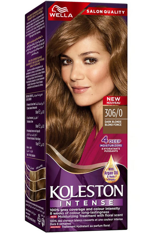 Wella Koleston Hair Color Kit Dark Blonde Grey Coverage Long-lasting Vibrant Color 2000 306/0