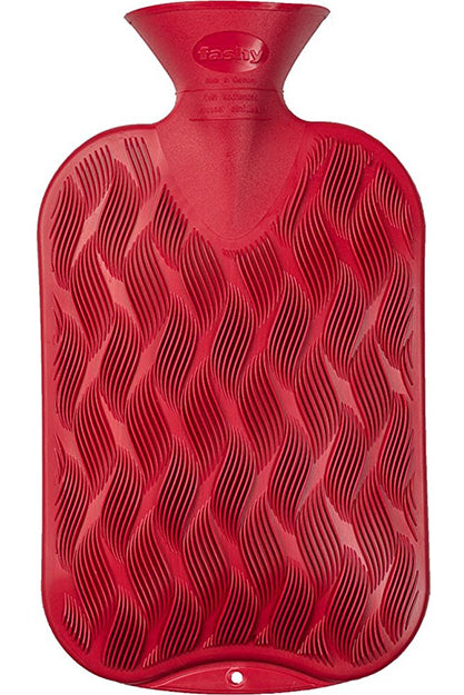 Fashy Ribbed Chequer Hot Water Bottle - Durable Rubber, Long Heat Retention, Assorted Colors