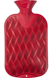 Fashy Ribbed Chequer Hot Water Bottle - Durable Rubber, Long Heat Retention, Assorted Colors