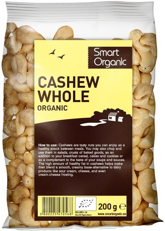 Smart Organics Whole Cashews - Organic & Nutritious, 200g