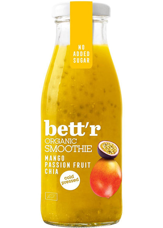 Smart Organics Mango, Passion Fruit & Chia Smoothie - Organic, Cold Pressed, 250ml