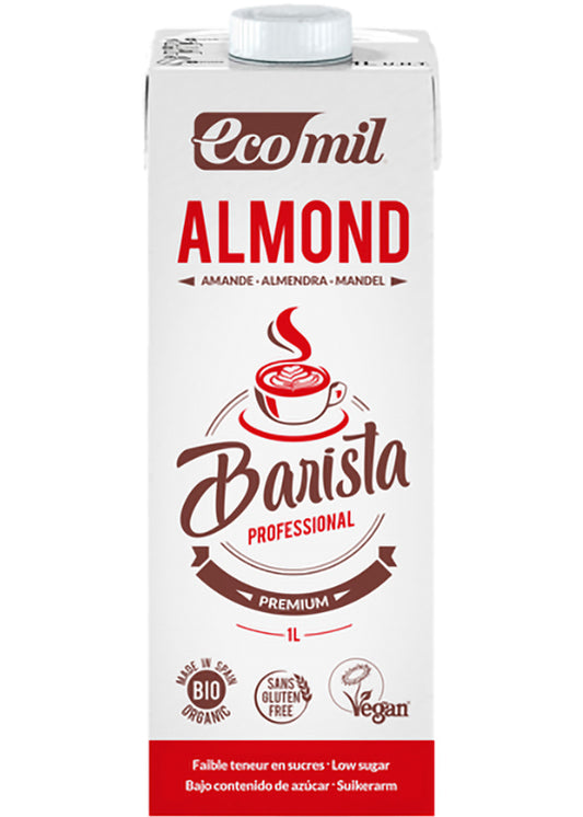 Ecomil Barista Almond Low Sugar 1l - Designed For Baristas, Low Sugar, Organic