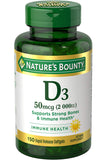 Nature's Bounty فيتامين د 2000 وحدة دولية لدعم صحة العظام والمناعة 150 كبسولة هلامية