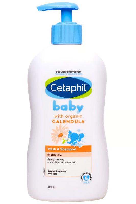 Cetaphil Baby Calendula Wash & Shampoo 400ml Pump For Delicate Skin