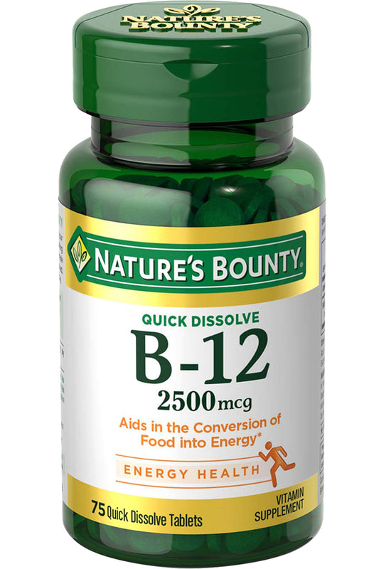 Nature's Bounty فيتامين ب12 2500 مكجم بنكهة الكرز سريع الذوبان 75 قرصًا
