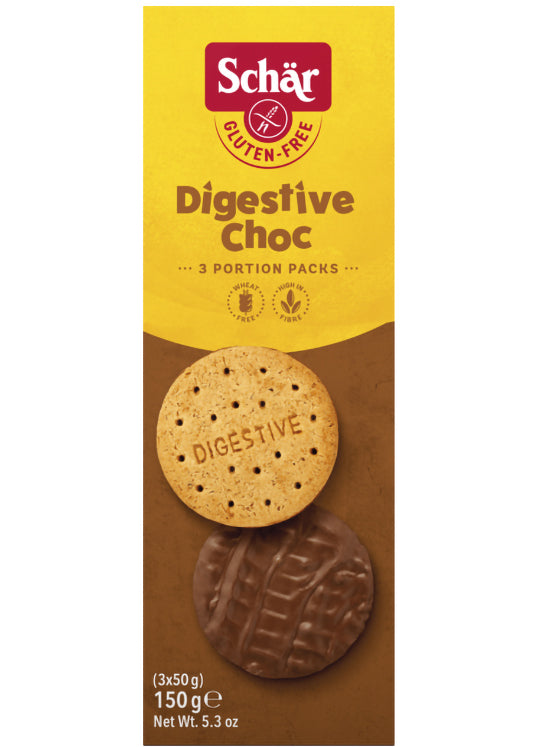 Dr. Schär Digestive Chocolate Biscuits 150g, High Fiber, Milk Chocolate