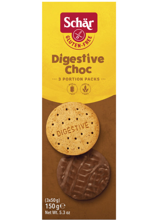 Dr. Schär Digestive Chocolate Biscuits 150g, High Fiber, Milk Chocolate