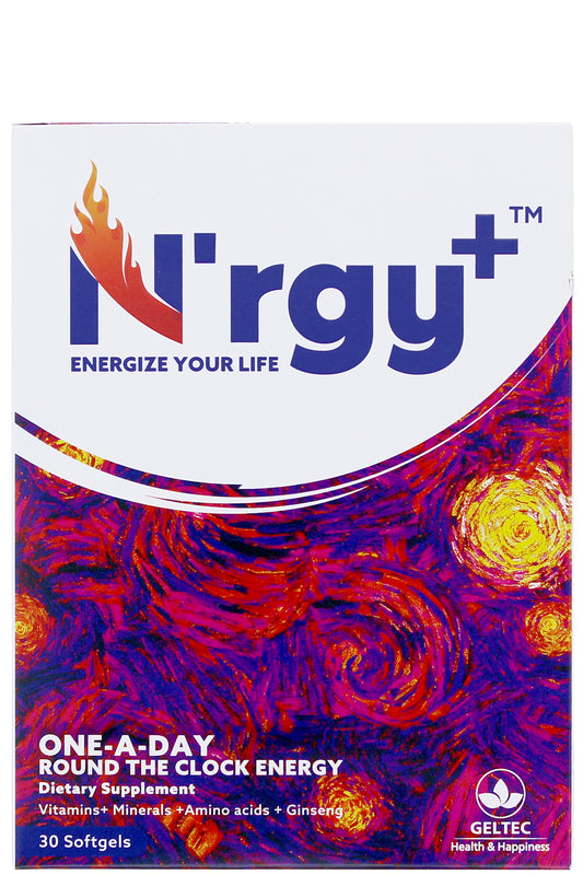 N'rgy+, Energy Supplement With Vitamin B Complex And Ginseng Extract, 30 Softgels