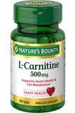 Nature's Bounty L-carnitine 500mg دعم الطاقة لحرق الدهون 30 قرصًا