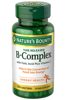Nature's Bounty B-complex عالي الفعالية لدعم القلب والجهاز العصبي 125 قرصًا