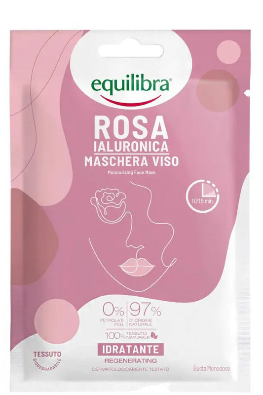 Equilibra Hyaluronic Rose Face Sheet Mask With Fermented Rose Water - Intense Hydration, 100% Natural Fabric, All Skin Types