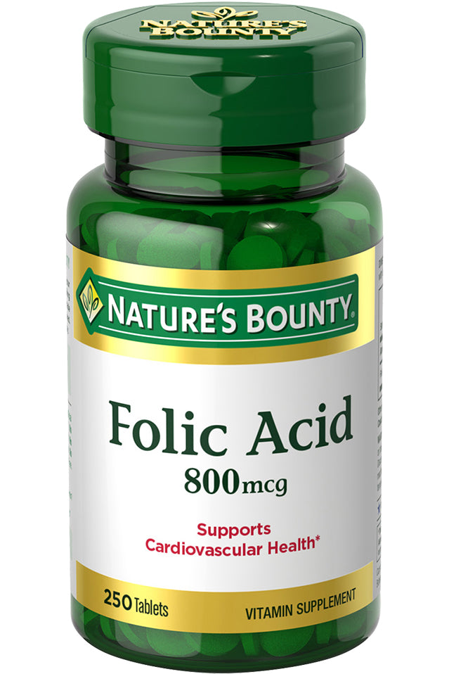 Nature's Bounty حمض الفوليك 800 مكجم لدعم صحة القلب قبل الولادة 250 قرصًا