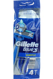 Gillette Blue Razor 3 Simple Disposable - 4 Pieces For Close And Comfortable Shaves