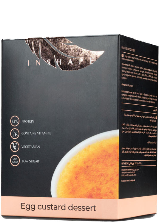 Inshape High-protein (72%) Egg Custard Dessert Meal Replacement – Low-carb, Low-fat, Vegetarian, With Added Vitamins, In 25g Sachet