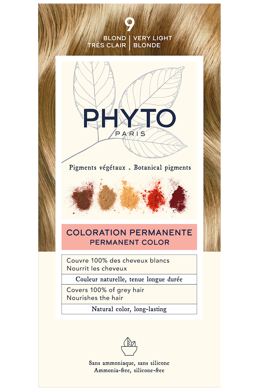 Phyto Color 9 صبغة شعر أشقر فاتح جداً - تغطية كاملة للشعر الأبيض 100%، حيوية تدوم طويلاً، أصباغ نباتية مغذية - 1.5 أونصة