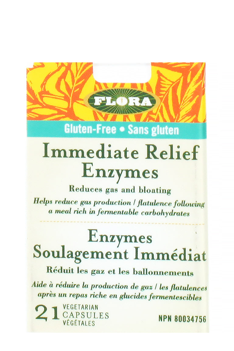 Flora, Immediate Relief Digestive Support With Protease & Amylase For Enhanced Nutrient Absorption, 21 Vegetarian Capsules