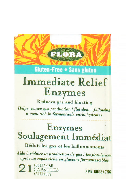 Flora, Immediate Relief Digestive Support With Protease & Amylase For Enhanced Nutrient Absorption, 21 Vegetarian Capsules