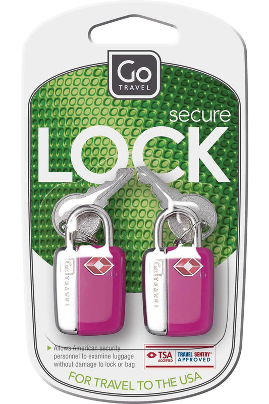 أقفال Go Travel Secure - قفلان ساطعان للمفاتيح للأمتعة - أمان معزز، تحديد سهل، تصميم متين، ألوان جذابة