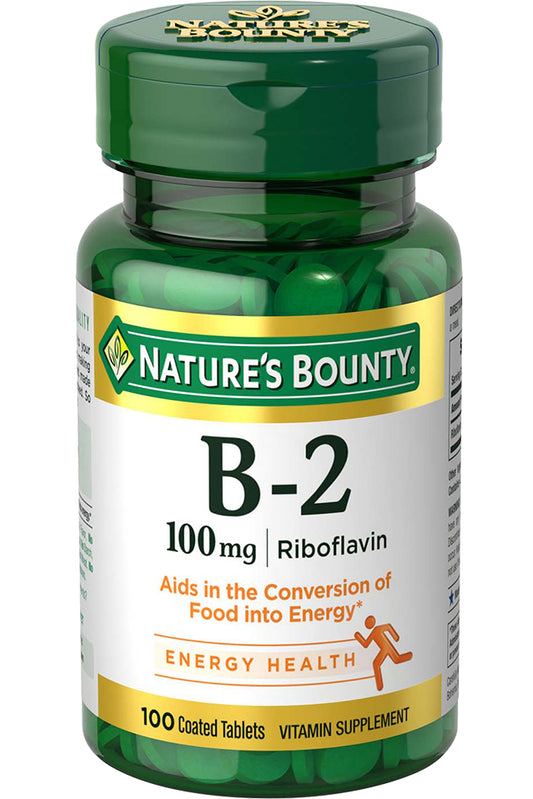 Nature's Bounty Vitamin B2 100mg Riboflavin Energy Metabolism Support 100 Tablets