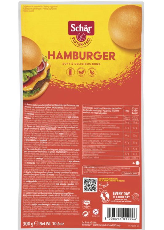 Dr. Schär Gluten-free Hamburger Buns 300g - Fortified With Vitamins, High In Fiber, Ancient Grains