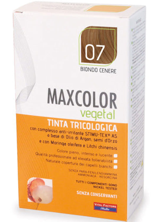 Vital Factor Maxcolor 07 أشقر رمادي شرقي 140 مل مع Stimu-tex® والمورينجا