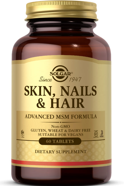 Solgar Skin Nails & Hair Advanced Msm Optimsm Collagen Vitamin C Copper L-proline L-lysine Complex 60 Tablets