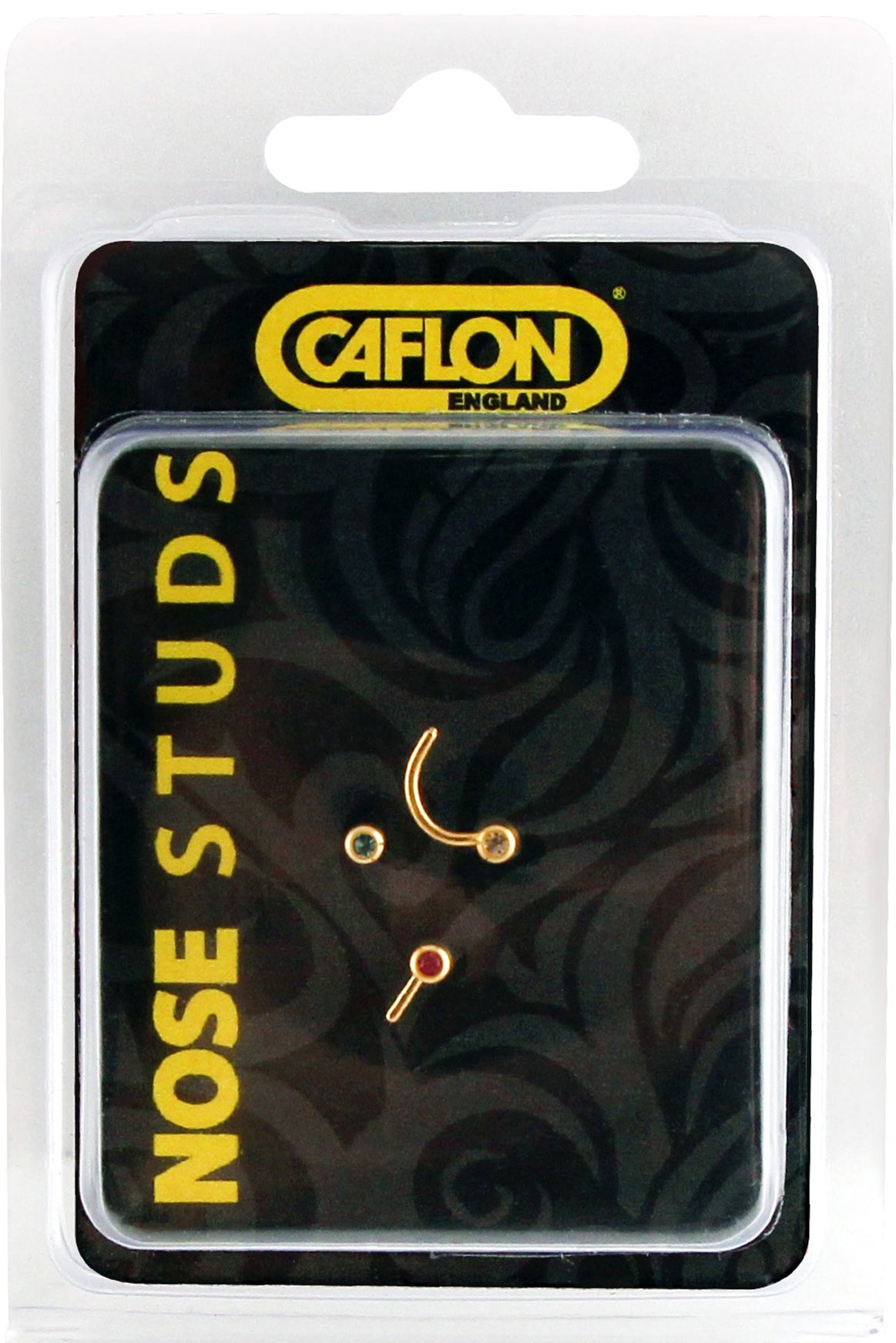 Caflon Nose Stud Set With Elegant Stone Designs - Hypoallergenic, Lightweight, 3-pack