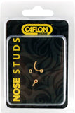 Caflon Nose Stud Set With Elegant Stone Designs - Hypoallergenic, Lightweight, 3-pack