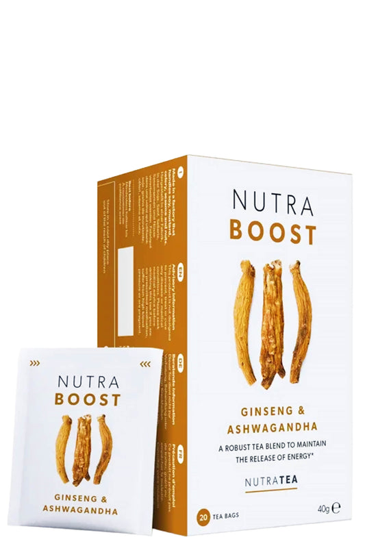Nutratea Nutra Boost Tea Sustained Energy & Vitality With Ginseng Ashwagandha Adaptogens 20 Tea Bags