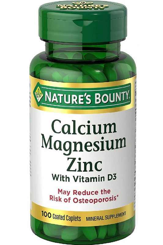 Nature's Bounty كالسيوم مغنيسيوم زنك لدعم العظام والعضلات والأعصاب 100 كبسولة