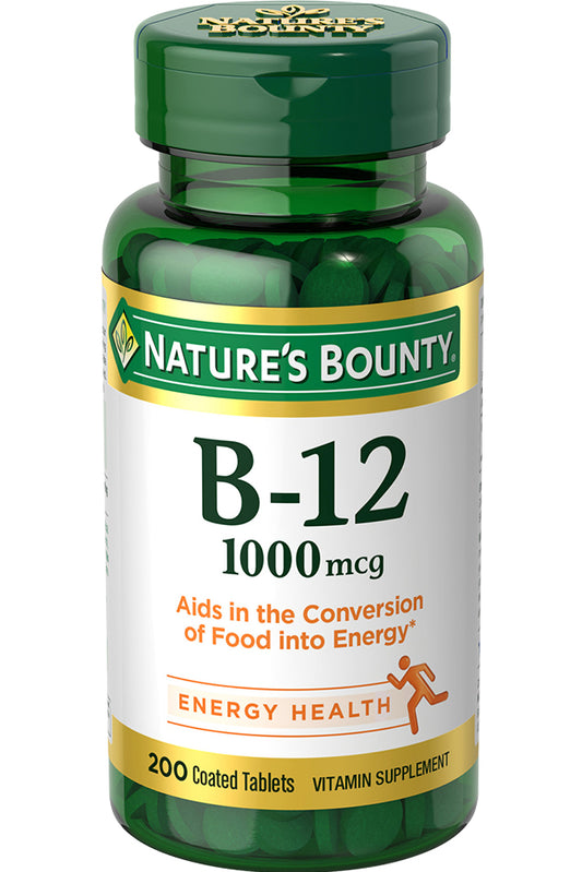 Nature's Bounty فيتامين ب12 1000 مكجم لدعم الطاقة والجهاز العصبي 200 قرص