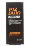 Piz Buin Allergy Sun Sensitive Skin Face Cream Spf50 حماية قوية من الشمس مع Calmanelle ومضادات الأكسدة 40 مل