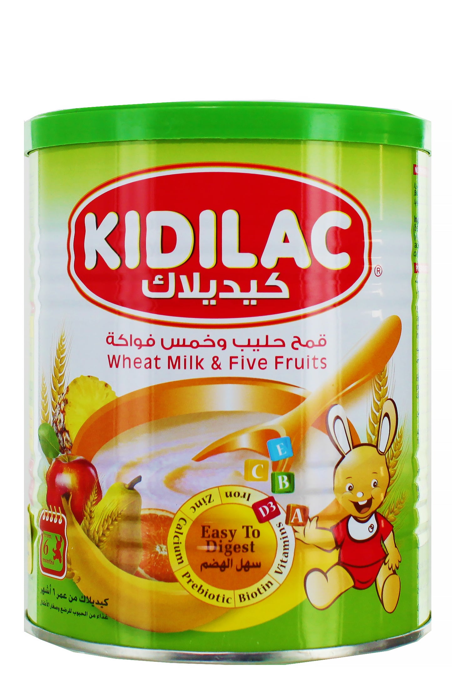 كيديلك مكمل غذائي للأطفال - حليب القمح وخمس فواكه - يدعم النمو والجهاز المناعي - 400 جرام مسحوق