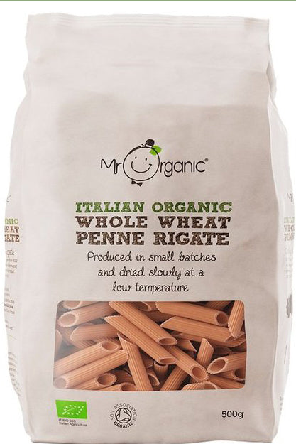 Mr Organic Organic Whole Wheat Penne High-fiber Vegan Pasta Made From Sicilian Durum Wheat 500g