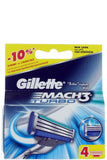 Gillette Mach 3 Turbo Cartridge - 4 Pieces For Durable And Smooth Performance