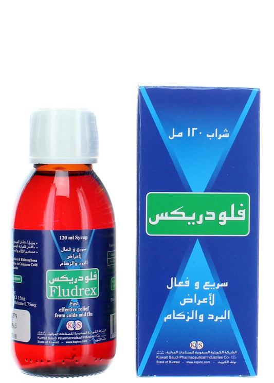 Fludrex 120 ملجم/0.75 ملجم/15 ملجم/5 مل، 120 مل شراب، زجاجة