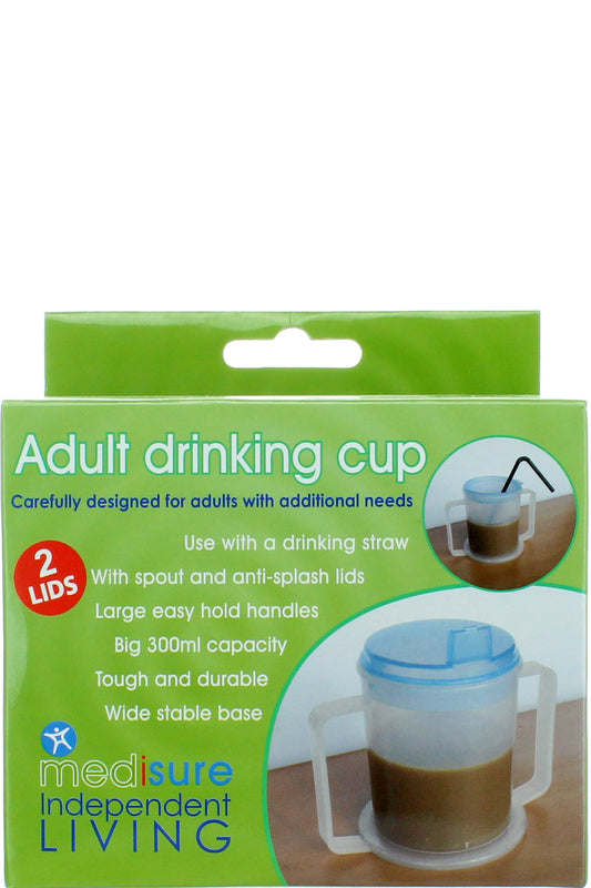 Medisure Adult Drinking Cup Spill-proof With Two Lids Ergonomic Design 300ml