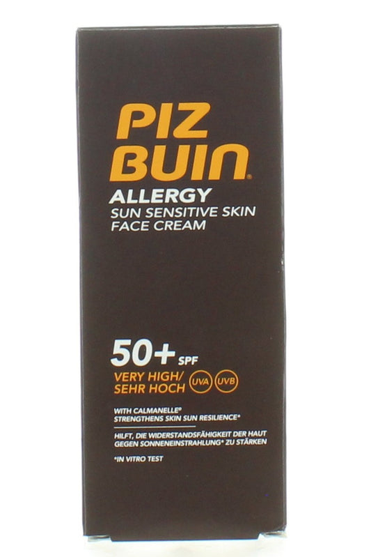 Piz Buin Allergy كريم الوجه الواقي من الشمس للبشرة الحساسة بعامل حماية SPF50+ ترطيب خفيف 50 مل