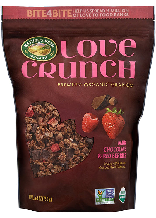 Nature's Path Love Crunch Dark Chocolate Granola 325g, Organic With Berries And Flax Seeds