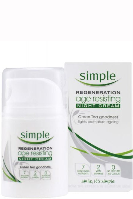 كريم الليل Simple Regeneration المجدد لمقاومة علامات التقدم في العمر ومرطب بفيتامين B5 برو 50 مل