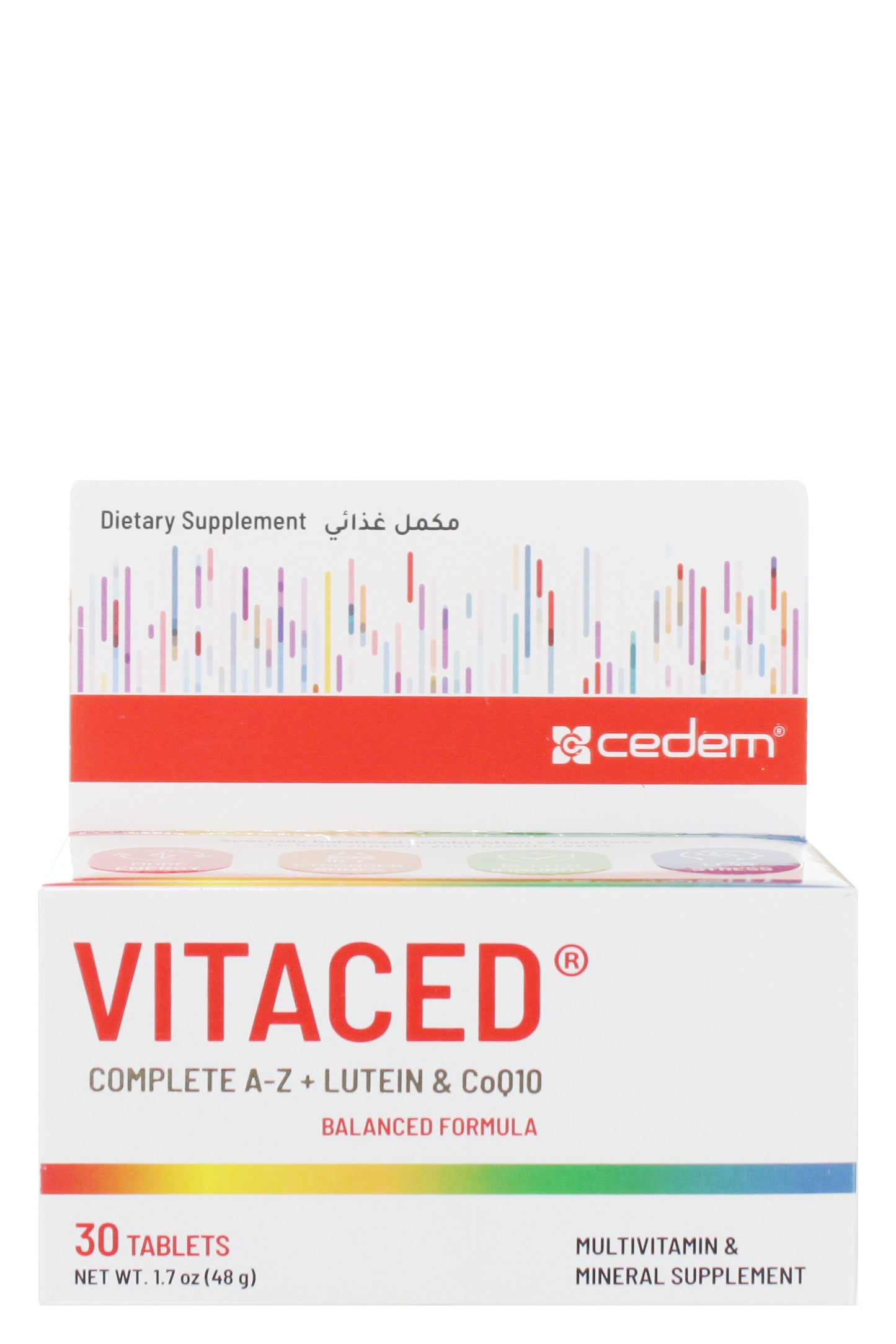 Vitaced, Complete A-z Multivitamin & Mineral Supplement For Immune Support & Energy Boost With Lutemax 2020 & Coenzyme Q10, 30 Tablets